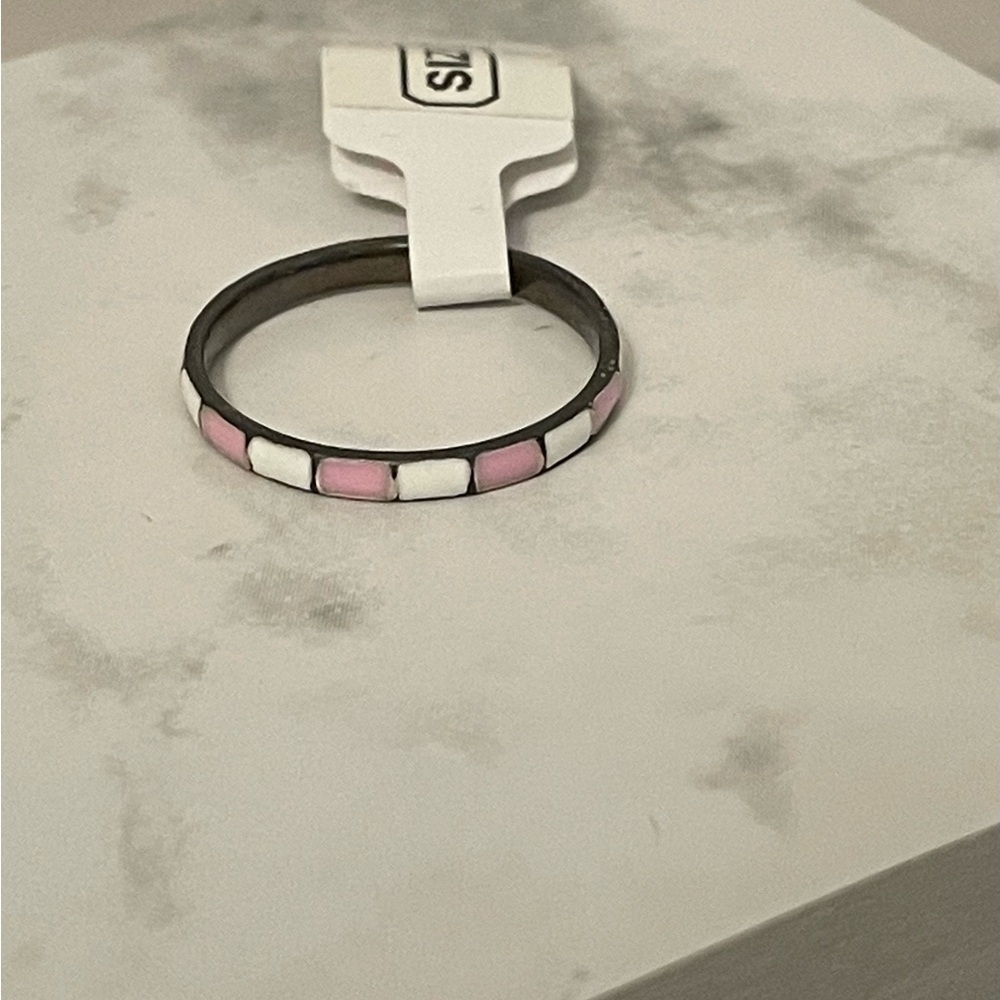 🆕 Stamped S925 Sterling Pink and White Pastel Band Ring -Size 7 - Picture 7 of 13
